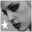 Black-and-white close-up of a person's face in four with text overlay reading "I WATCHED YOU BURN IN THE EYE OF MY SUN"