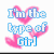 Pixelated text in blue, pink, and purple with heart-shaped overlays on a white background.