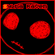 Red circular icon with two red textured shapes on black background, text "SYLHA RAVEN" at top in orange-red pixelated font.
