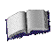 A grayscale animated sequence of an open book with pages turning, showing multiple states from fully closed to fully open across three