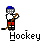 Pixelated hockey-themed buddy icon with two distinct character poses and repeated 'Hockey' text below each pose.