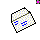 Pixelated icon with blue text on a checkered background, showing sequential changes in orientation and a small pink square in the corner.