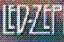 Animated contact sheet showing three frames of a pixelated Led Zeppelin text logo with white neon-style lettering on dark background, displayed in 2x2 grid layout.
