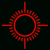 Red circular icons with radiating lines on black background, varying in fill color from dark to bright red across four