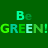 A static contact sheet of a green-themed animated icon showing repeated text "Be GREEN!" in pixelated lettering across multiple frames with varying color gradients and partial visibility.