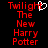 Red pixelated text 'Twilight The New Harry Potter' on black background with white heart symbol replacing the letter 't' in 'Twilight'.