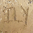 A static image with four distinct sections: a sandy background with 'ILY' drawn in it, and three blocks of blue pixelated text on white backgrounds.