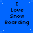 Blue background with white dots, repeated text "I Love Snow Boarding" in black pixelated font across multiple