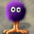 A purple fuzzy creature with large green eyes and orange legs stands above blue text reading "Georgia B141".