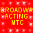 Red background with white sparkles, yellow text repeating 'BROADWAY ACTING MTC' in two , no visible animation changes