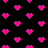 Pixelated pink hearts on a black background with scattered broken heart fragments.