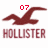 A pixelated static icon featuring a maroon bird silhouette above the word 'HOLLISTER' in maroon block letters, with red '07' text above the bird.