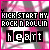 Pixelated text 'KICK START MY ROCK N ROLLIN heart' on pink and white background with animated color shifts.
