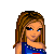 Pixel art contact sheet showing a female character in patriotic American-themed clothing with text overlays and multiple views of her outfit.
