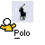 Pixelated icon shows a black polo player silhouette on light background, yellow figure with white head below, 'Polo' text beneath.