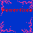 Blue background with pink pixelated border and central starburst, red text "Powerfixes" repeated horizontally at top and bottom.