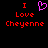 Pixelated red text "I Love Cheyenne" with a purple heart symbol on black background, two identical static frames side-by-side.
