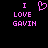 Pixelated pink text and heart symbol on black background, with two identical static frames showing 'I LOVE GAVIN' and a heart icon.