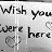 Black-and-white animated icon with repeated text "Wish you were here" and heart symbols, showing subtle pixel variations across frames.