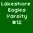 Four green square display 'Lakeshore Eagles Varsity #12' text with varying black background stripes across different positions