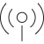 A pixelated grayscale icon featuring a central circle with vertical line below, surrounded by six curved lines radiating outward in pairs on both sides.