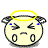 identical cartoon faces with yellow halos, blue eyes, and black outlines on a gray background
