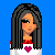 Pixel art contact sheet showing two frames of a female character with long dark hair wearing red-accented white crop top and silver sequined pants against blue background, with pink text "single" below right frame.