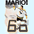 Pixelated image of a hockey player in white and black uniform with yellow accents, standing on light blue background beneath large 'MARIO' text and number '66'.