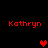 Red pixelated text "Kathryn" appears in four positions around a black background with red heart symbols in different locations across frames.