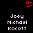 Red pixelated heart symbol above two identical white text blocks on black background.