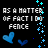 Animated icon with repeated text "AS A MATTER OF FACT I DO FENCE" above blue hearts and X symbols on black background, surrounded by cyan star-like particles.