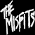 A pixelated contact sheet of two animated frames showing the band The Misfits with stylized text on a black background.