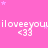 Pink background with repeated white text 'iloveeyou' and '<33' symbols, scattered light purple stars, and a gray rectangle in the bottom-right corner.