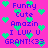 Pixelated icon with bright pink background, green heart shapes scattered throughout, and repeated purple text phrases.