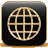 A square icon with rounded corners features a golden grid sphere on a black background, bordered by a gradient frame transitioning from dark gray to gold.