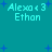 Pixelated teal background with blue stars and cyan text reading "Alexa < 3 Ethan" in four identical quadrants.