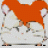 A 48x48 pixel animated buddy icon featuring a cartoon hamster with orange fur and white underbelly, displayed in a contact sheet format showing two frames side-by-side against a gray background.