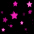 Black background with scattered pink and magenta stars of varying sizes, some appearing to fade or shift slightly.