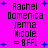A static image displays a of names and text on a bright pink background with blue star accents, featuring repeated names and the phrase '= BFFL' in pixelated font