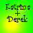 Green background with yellow gradient center displaying 'Katelyn + Derek' text in black serif font, four identical arranged in a