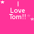 A pink background displays 'I Love Tom!!' text with white stars, where star positions shift across frames.