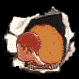 Two side-by-side animated frames show a character with red hair and orange clothing inside a torn paper effect on black background.
