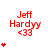Red text reading "Jeff Hardy" with "<33" below, accompanied by red heart symbols that increase in number from one to five across frames.