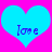 Two identical blue hearts on a bright pink background, each containing the word 'love' in blue pixelated text.