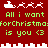 Red background with green text reading "All i want forChristmas is you <3" and white pixelated Santa sleighs, repeated twice in a