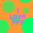 Orange background with green circles and purple text reading "I Love ???" in a pixelated style.