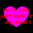 Four identical pink heart-shaped icons with red text reading "im in love just look at my heart" on a black background.