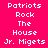 Pixelated text displays 'Patriots Rock The House Jr. Migets' on a pink background with yellow highlight bars shifting positions across frames.