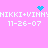 Pixelated pink background with white text repeating 'NIKKI+VINNY' and '11-26-07', featuring blue heart and starburst icons above and below text.