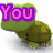 six showing a green cartoon character with a turtle shell, a mushroom, and text elements in pink and black